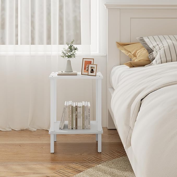 TUTOTAK End Table, Set of 2, Side Table, Nightstand, 2-Tier Storage Shelf, Sofa Table for Small Space, Living Room, Bed Room TB01BW035
