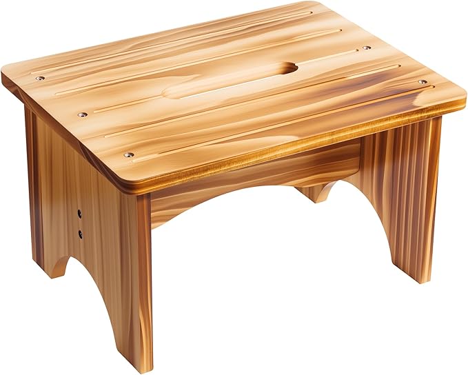 Wooden Step Stool for Adults, 6.5" Portable Wood Step Stool for Kids, Heavy Duty One Step Bedside Stool with 550 Lbs Load Capacity, Non-Slip White Foot Stool for Kitchen Bathroom Bedroom