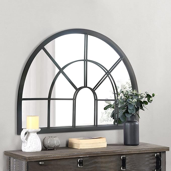 WAMIRRO Arched Window Pane Mirror Decor,Farmhouse Mantel Mirrors for Fireplace/Living Room,28"X20"…