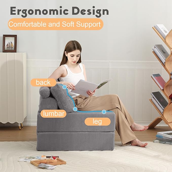 MeMoreCool No More Floor Sleeping Guests 2-in-1 Instant Guest Bed Transforms Studio Living - 5-Second Setup Boneless Design - Machine Washable Grey