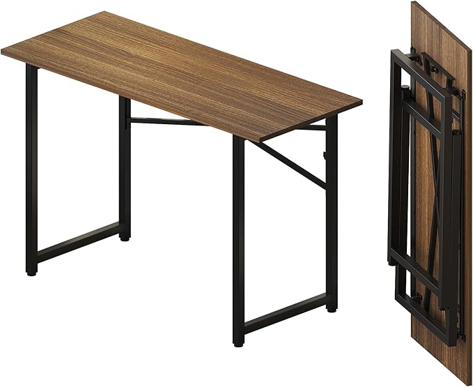 Folding Computer Desk 47 inch Writing Gaming Computer Camping Table, No Assembly Required Home Office Desk, Espresso