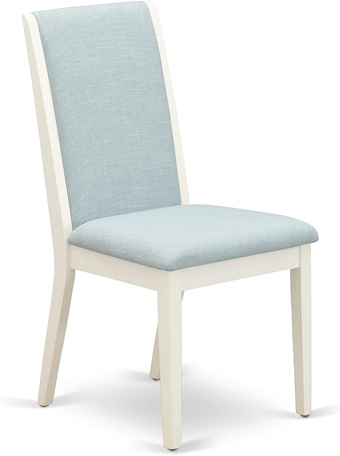 East West Furniture X027LA015-6 6 Piece Dining Table Set Contains a Rectangle Dining Room Table and 4 Baby Blue Linen Fabric Parson Chairs with a Bench, 40x72 Inch, Multi-Color