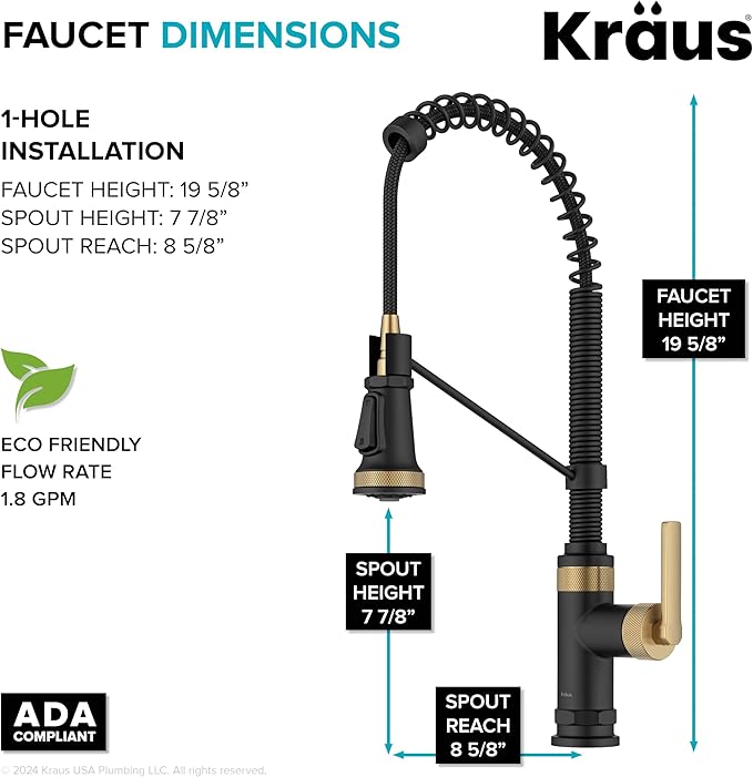 KRAUS Allyn Commercial Style 2-Function Single Handle Pull Down Kitchen Faucet in Spot-Free Brushed Brass/Matte Black, KPF-4110BBMB