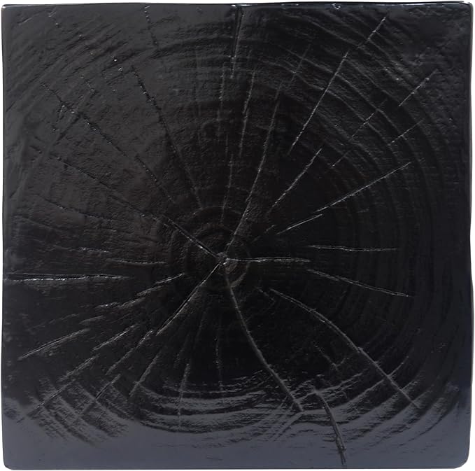 Christopher Knight Home Bard 33.75" Square Living Room Side Table, Wood-Like Distressed Finish End Table, Decorative Accent Table for Indoor Outdoor Usage, Space Saving Furniture, Black