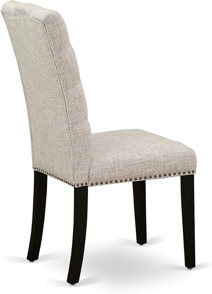 East West Furniture X697EL635-7 7 Piece Dining Room Furniture Set Consist of a Rectangle Dining Table with X-Legs and 6 Doeskin Linen Fabric Upholstered Chairs, 40x72 Inch, Multi-Color