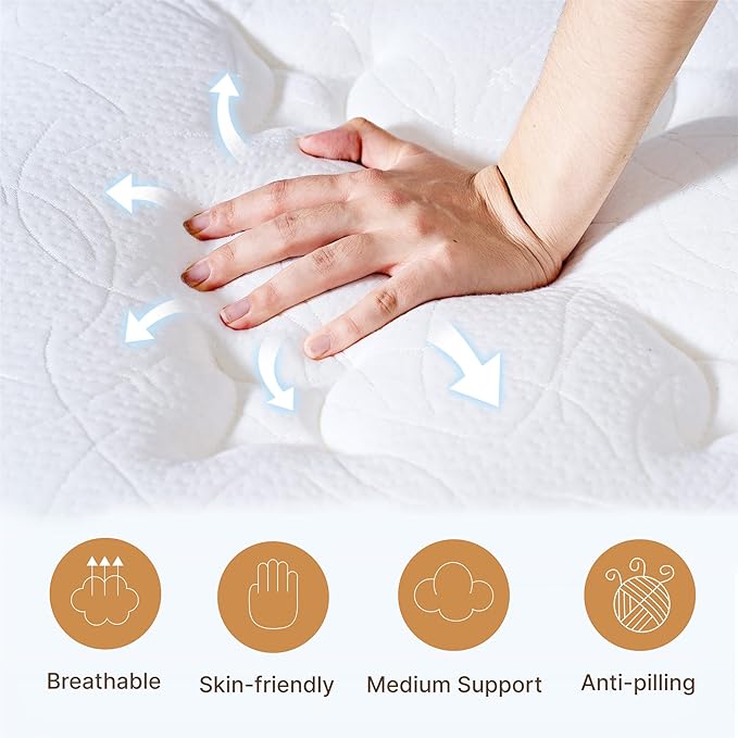 Full Size Mattress, 10 Inch Medium Firm Foam Hybrid Mattress with Individual Pocket Springs for Motion Isolation & Edge Support, Mattress in A Box CertiPUR-US Certified