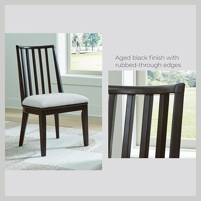 Signature Design by Ashley Galliden Urban Upholstered Armless Dining Chair, Set of 2, Black & Light Gray
