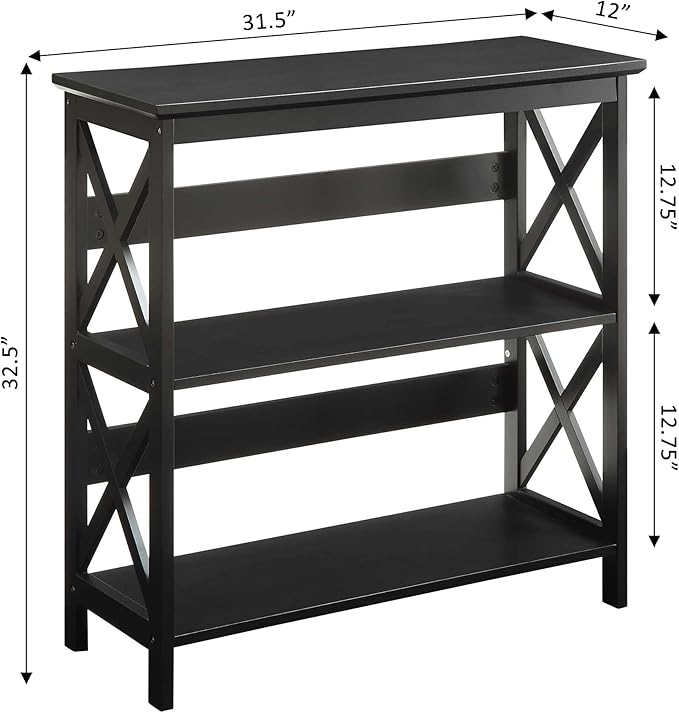 Convenience Concepts Oxford 3 Tier Bookcase, Black