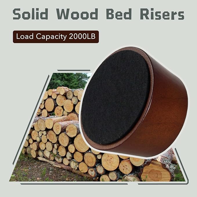 Furniture Raisers Bed Risers - 2 Inch Wooden Circle Heavy Duty Furniture Height Extenders Lifts for Sofa Couch Desk Chair Table Base Raising Space, Convenient Store and Cleaning, Pack of 4