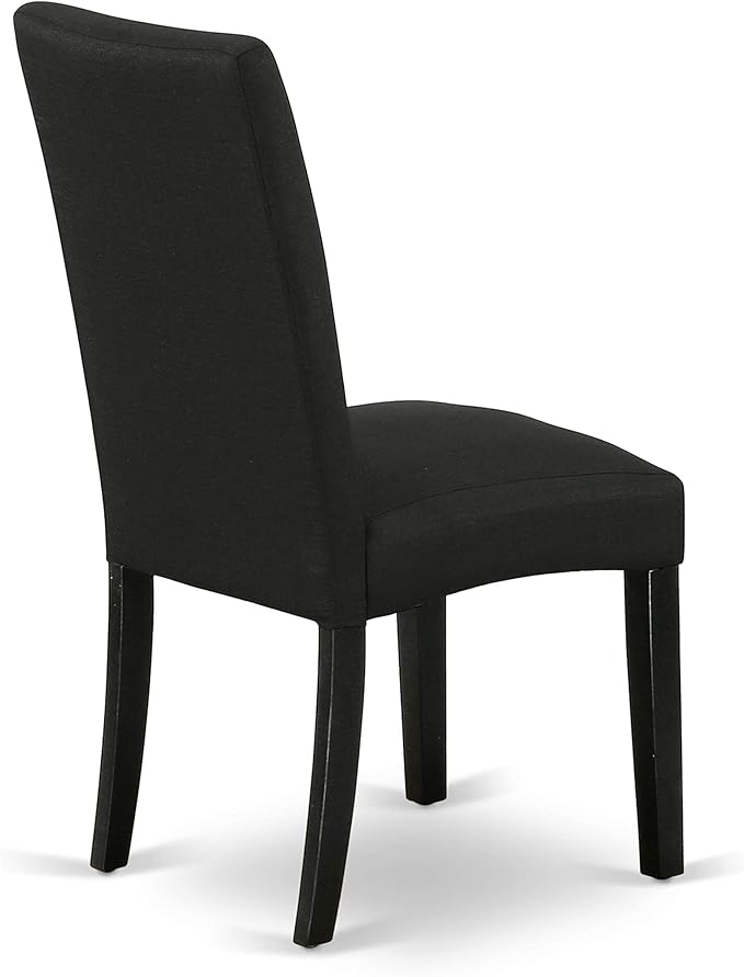 East West Furniture LGDR5-BLK-24 5 Piece Dining Set Includes a Rectangle Dining Room Table with Butterfly Leaf and 4 Black Color Linen Fabric Upholstered Chairs, 42x84 Inch, Black