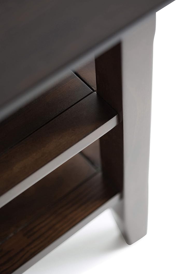 SIMPLIHOME Acadian SOLID WOOD 19 inch Wide Square Transitional End Table in Brunette Brown for the Living Room and Bedroom