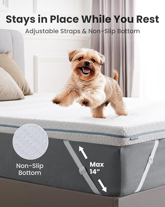 Dreamsmith Full Size Mattress Topper - 3 Inch Cooling Gel Memory Foam Mattress Pad for Pressure Relief, Bed Topper with Removable Washable Soft Cover Non-Slip, CertiPUR-US & Oeko-Tex Certified