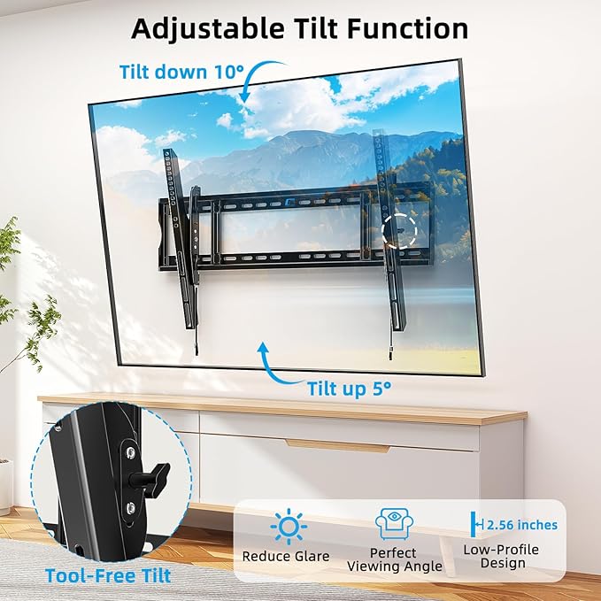 HOME VISION Heavy Duty TV Wall Mount for Large TVs 60-120 Inch, Tilting TV Wall Mount, Max VESA 900x600, Holds up to 220lb, Fits 16/18/24/32 Inch Studs