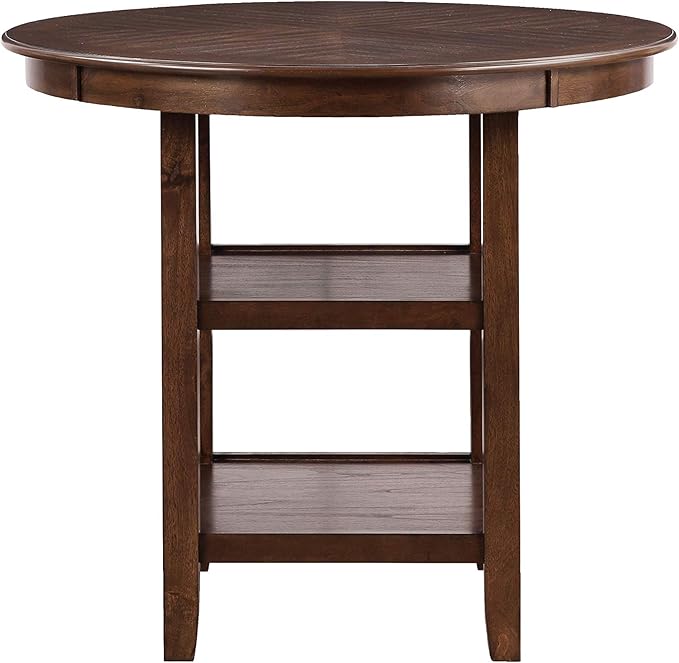 New Classic Furniture Cori 5-Piece Round Counter Set with 1 Dining Table and 4 Chairs, 42-Inch, Cherry Brown
