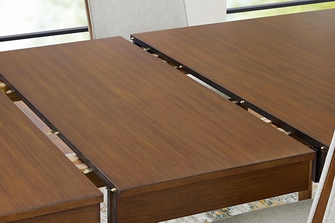 Signature Design by Ashley Lyncott Mid-Century Dining Extension Table with Removable Center Leaf, Dark Brown