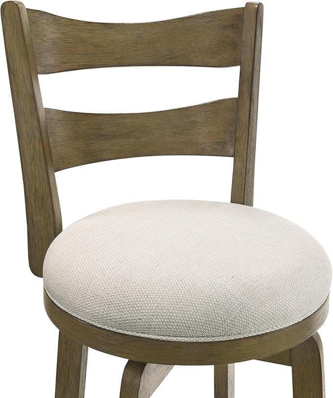 Armen Living Blair 26 in. Putty Brown Counter Height Rubberwood Swivel Barstool with Cream Fabric Seat