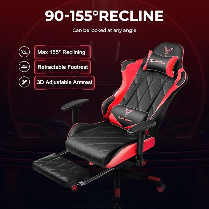 Gaming Chair with 3D Adjustable Armrests, Cow Print Design, Ergonomic Office Chair with High Back, Computer Chair with Footrest,Comfy Diamond Stitching Sest, Game Chair for Adults