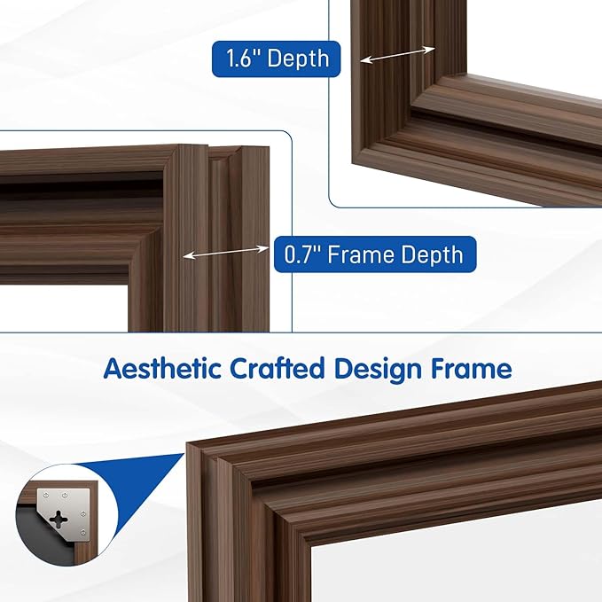 WEER Retro Copper Bathroom Mirror, 55x30 Inch Bronze Oil Rubbed Framed Mirror, Rectangle Classic Vintage Framed Wall Mirror, Farmhouse Vanity Mirror, Tempered Glass, Vertically or Horizontally