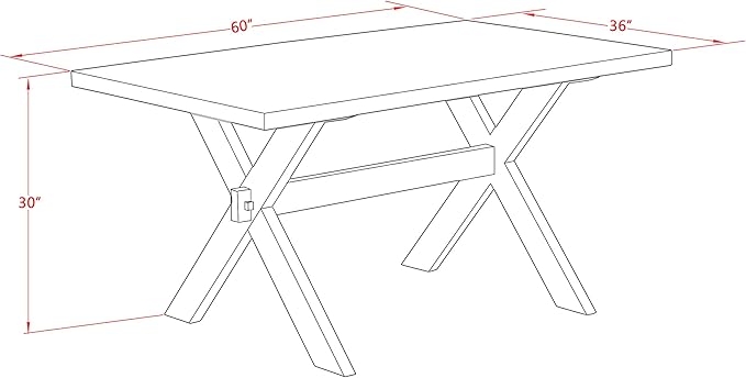 East West Furniture X696AB106-5 5 Piece Modern Dining Table Set Includes a Rectangle Wooden Table with X-Legs and 4 Shitake Linen Fabric Upholstered Parson Chairs, 36x60 Inch, Multi-Color