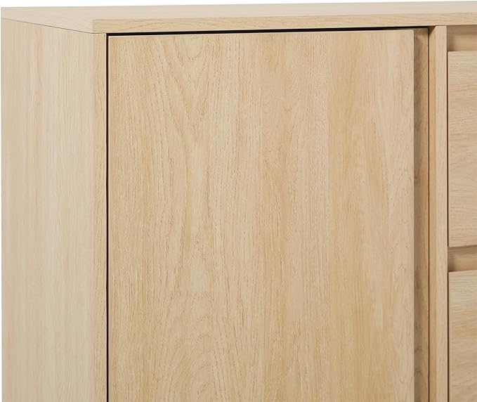 Walker Edison Modern Beveled 2-Door, 2-Drawer Sideboard, 63 Inch, Coastal Oak