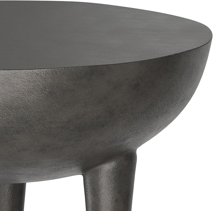 SIMPLIHOME Otto Cast Aluminum Side Table in Graphite, 21-inch Round, Rust-Resistant Metal Accent Table for Living Room, Bedroom, Fully Assembled