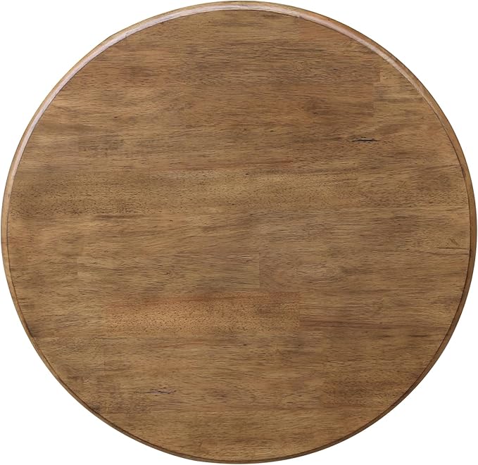 IC International Concepts 30" Round Top Pedestal Dining Table, 28.9" High, Distressed Hickory/Stone