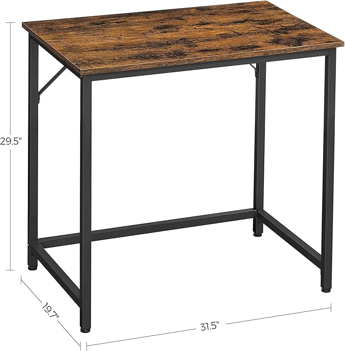 VASAGLE Computer Desk, Gaming Desk, Home Office Desk, for Small Spaces, 19.7 x 31.5 x 29.5 Inches, Industrial Style, Metal Frame, Rustic Brown and Black ULWD038B01
