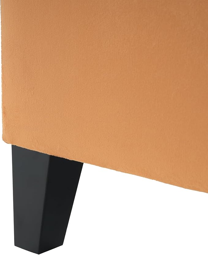 Christopher Knight Home Gloust Velvet Storage Ottoman, Upholstered Rectangular Storage Bench, Living Room Seating, Tufted BottonFoot Rest Stool for Home Office, Entryway and Bedroom, Orange