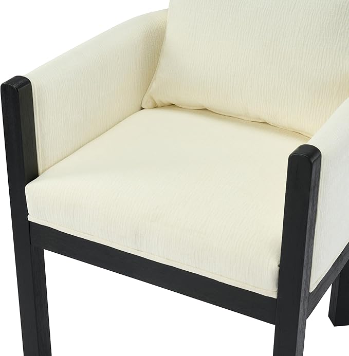 Christopher Knight Home Lucid Linen Upholstered Dining Chairs Set of 2, Rubber Wood Dining Room Chairs, Modern Armchair, Extra Seating for Dining Room, Versatile Indoor Furniture, White + Black