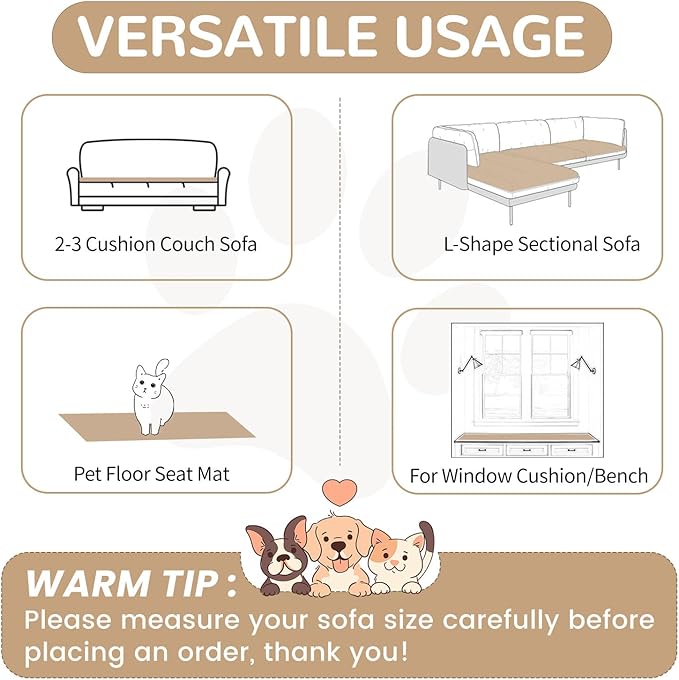 OTOB Couch Covers for 3 Cushion Sofa Pet Friendly, Plush Fuzzy Non Slip Sofa Covers Washable, Soft All Seasons Sofa Slipcovers Furniture Protector Dog Bed Mat (Coffee, 27.6" x 82.7")