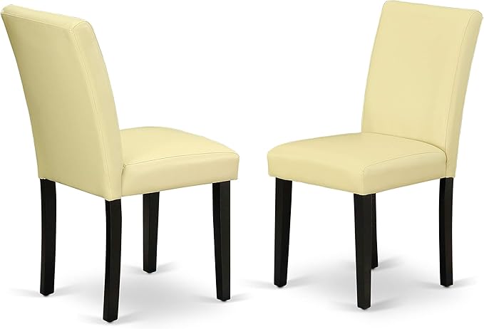 East West Furniture LGAB5-BLK-73 5 Piece Dining Set Includes a Rectangle Dining Room Table with Butterfly Leaf and 4 Eggnog Faux Leather Upholstered Parson Chairs, 42x84 Inch, Black