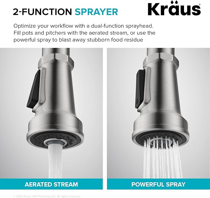 KRAUS Allyn Transitional Industrial Pull-Down Single Handle Kitchen Faucet in Spot-Free Black Stainless Steel