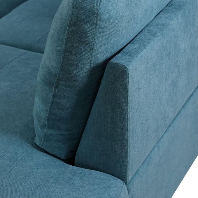 Green L-Shaped 3-Piece Flannel Sofa with Storage Ottoman Set, Sectional Couch Sofa Set for Living Room, Office, Small Space