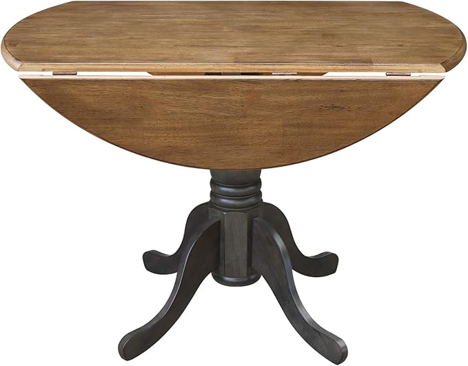 International Concepts 42 Inch Dual Drop Leaf Dining Height Table, Hickory/Washed Coal.