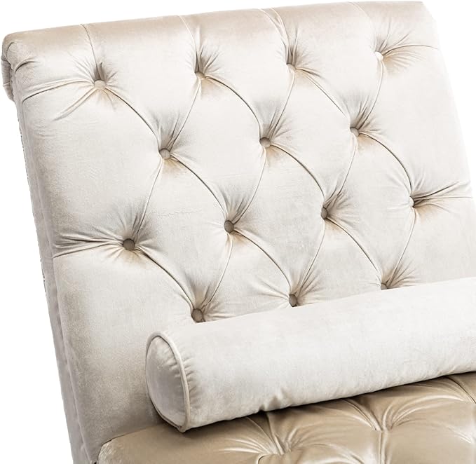 HomSof Modern Armless Velvet Chaise Lounge Indoor Chair with Solid Acrylic Legs