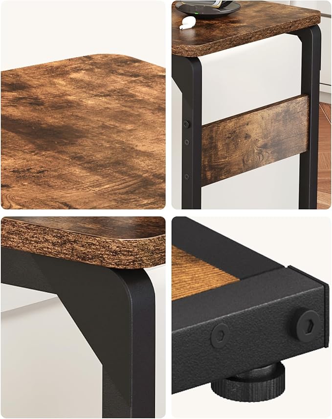 Narrow C-Shaped End Table, Small Side Table for Couch, Sofa TV Tray Table for Living Room, Bedroom, Bedside ET-YB-BR1
