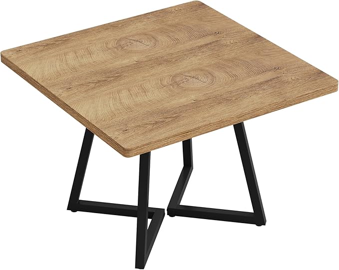 Tribesigns Square Dining Table for 2, 31.5" Modern Dinner Table with Metal Base, Kitchen Table for Dining Room, Small Space, Apartment,Natural & Black