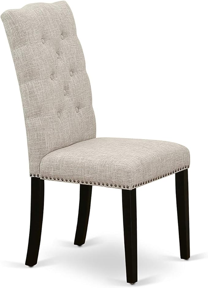 East West Furniture X697EL635-7 7 Piece Dining Room Furniture Set Consist of a Rectangle Dining Table with X-Legs and 6 Doeskin Linen Fabric Upholstered Chairs, 40x72 Inch, Multi-Color
