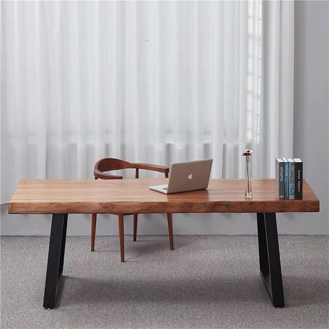 Pine Computer Desk, Modern Solid Wood Home Office Desk, Long Rural Farmhouse Pine Dining Table, Administrative Workstation Computer Desk, Suitable for Living Room and Dining Room (55inch)