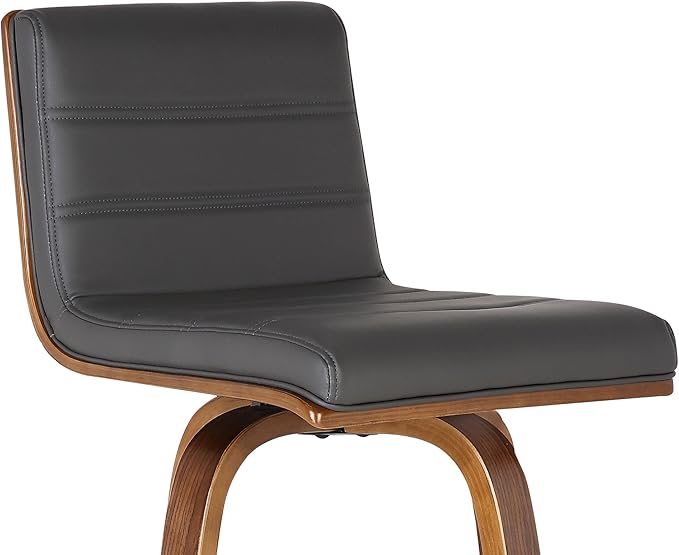 Vienna 30" Swivel Bar Stool in Walnut Wood Finish with Gray Faux Leather - Set of 3