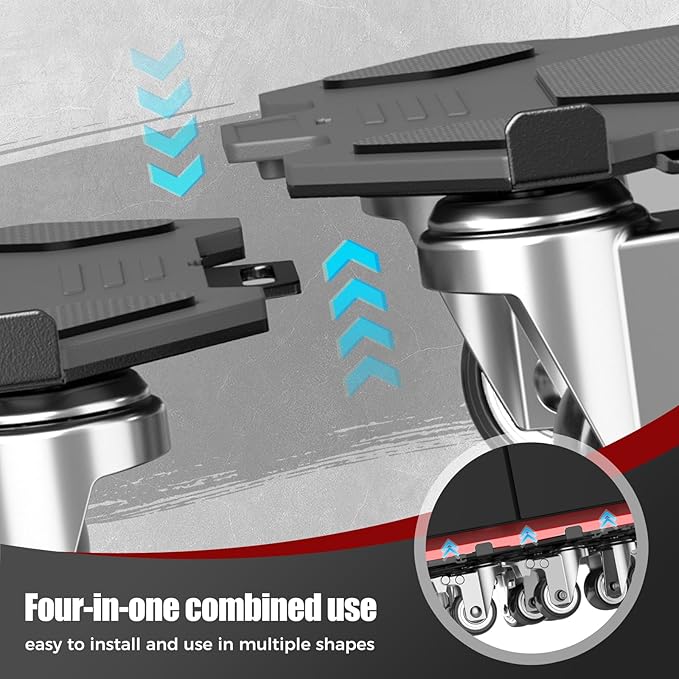 Furniture Dolly & Movers 4-Pack 3000lbs - Heavy Duty Interlocking Furniture Sliders with No Scratch Design, Safe for Hardwood Floors, for Sofa/Refrigerator/Piano Moving (Black, 7in)
