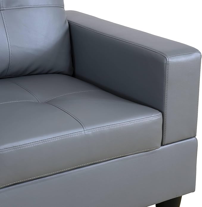 NicBex Sectional Couch 3 Pieces Sofa Set with Right Chaise Synthetic Leather L Shaped Cloud Couch for Living Room Furniture Sets with Storage Ottoman, Modular Sofa for Living Room & Apartment, Gray