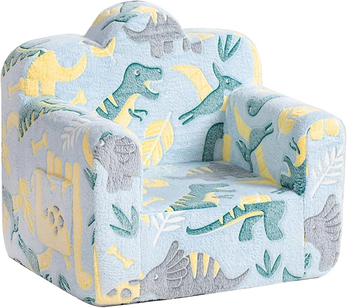 Tiita Kids Couch Plush Toddler Chair, Cloud-Like Glow in The Dark Kids Sofa Toddler Reading Chair with Washable Cover Carrying Handle, Convertible Children Sofa Chair for Girls and Boys