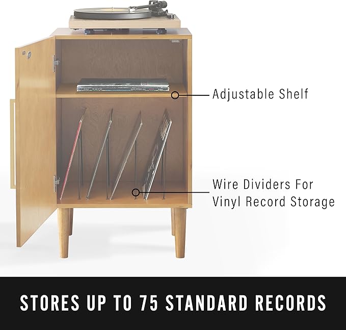 Crosley Furniture Everett Record Player Stand with Storage for Vinyl Records, Acorn
