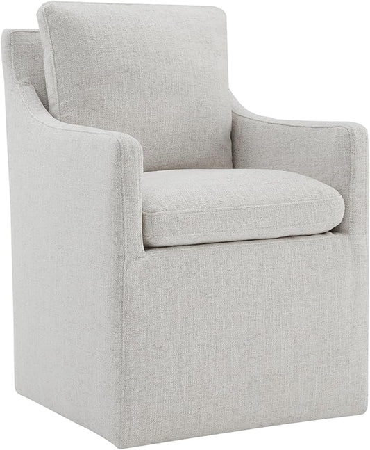 Upholstered Dining Chairs with Casters Modern Accent Armchair with Rollers for Diningroom Bedroom Livingroom Reading Room
