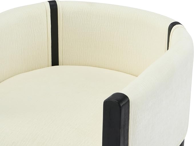 Christopher Knight Home Lucid Linen Upholstered Dining Chairs Set of 2, Rubber Wood Dining Room Chairs, Modern Armchair, Extra Seating for Dining Room, Versatile Indoor Furniture, White + Black