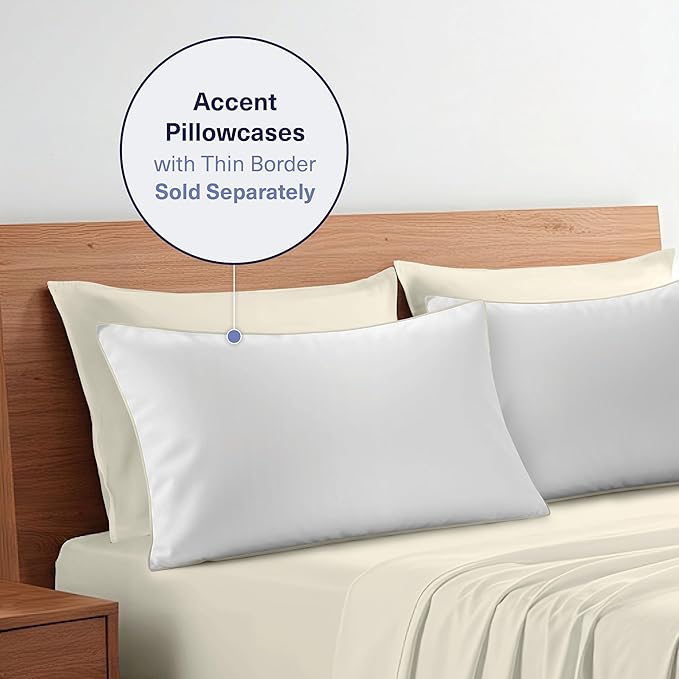 Kickoff Viscose Bamboo Sheets Twin XL Size 3-pc 100% Organic Bamboo Viscose Bed Cooling Sheets Twin XL Size Set Cool Bedding for hot Sleepers Sheet, Flat, Fitted, Pillowcase (Buttercream, TXL)