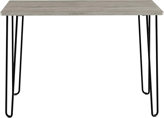 Desk with Hairpin Legs - Modern Industrial Style Home Decor - Woodgrain-Look and Steel Accent Home Office Furniture by Lavish Home (Gray)