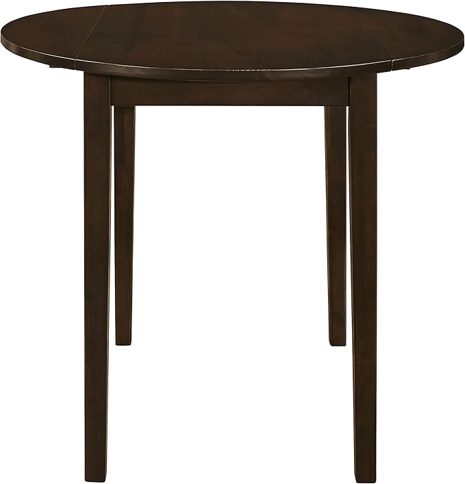 Coaster Home Furnishings 3-Piece Round Wood Dining Room Set Drop Leaf Extension Table Ladder Back Side Chairs Upholstered Seat Cushions Cappuccino and Tan 130005