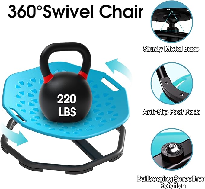 Sensory Spinning Chair for Autistic Kids,Upgraded Swivel Chair for Kids with Handles, Improves Focus and Balance, Ideal for Indoor and Outdoor Play Equipment (Safety Belt Included)